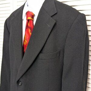 Evan Picone Mens Black Camel Hair Blazer 44R VTG Filenes Single breast EUC